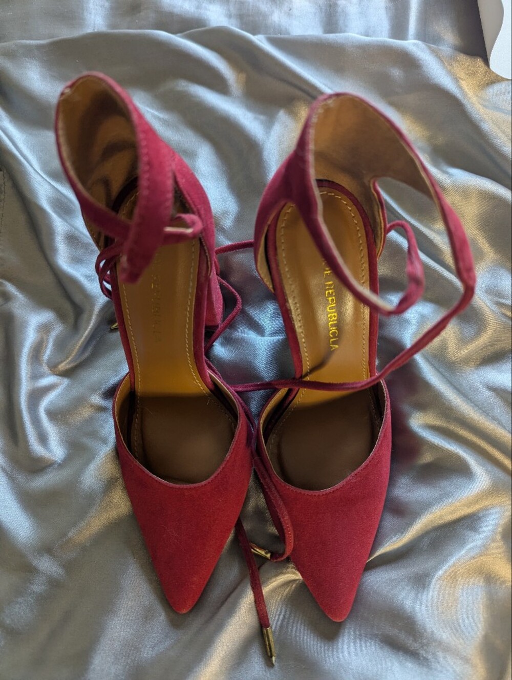 Tie Up Raspberry High Heels - Picture 2 of 6